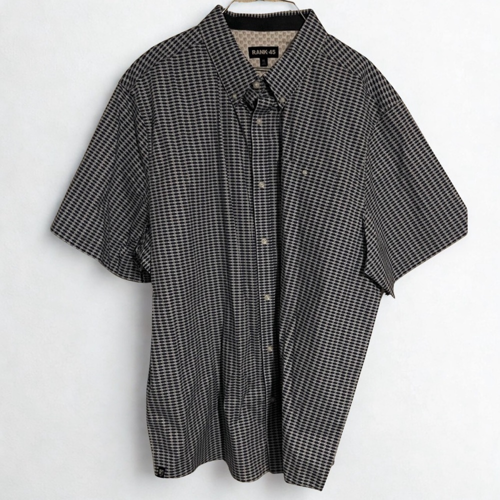 Blue Patterned Short Sleeve Button Down Shirt - Picture 2 of 6